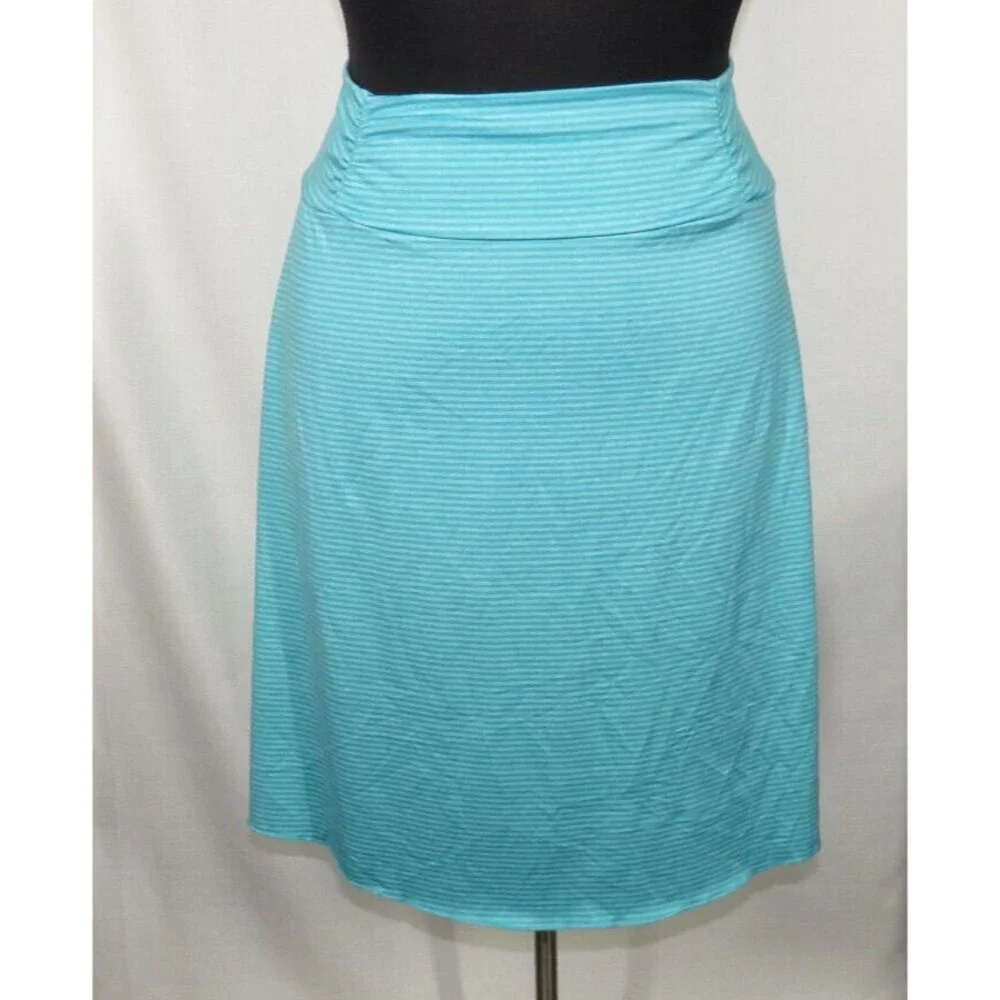Tranquility By Colorado Clothing Aqua Striped Skirt Size XXL